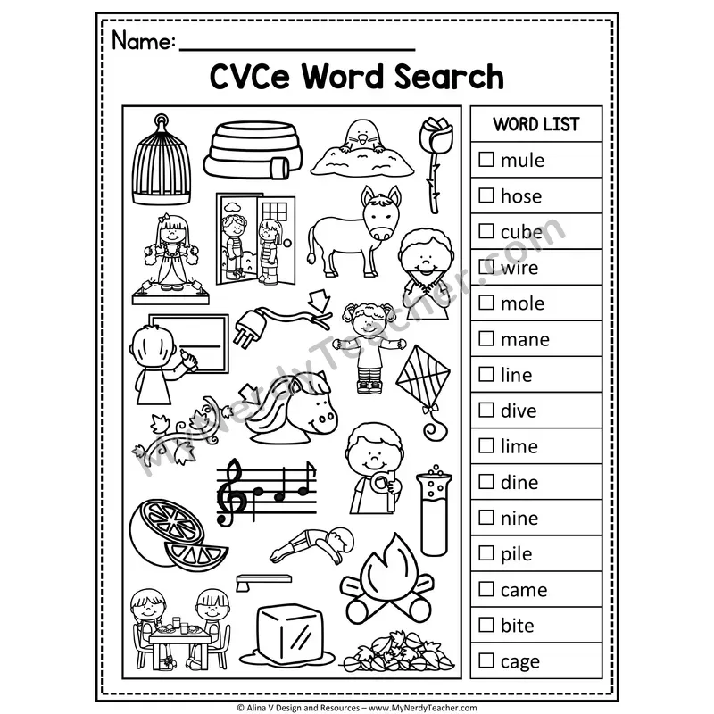 I Spy Phonics — CVCe Long Vowel Words Picture Search