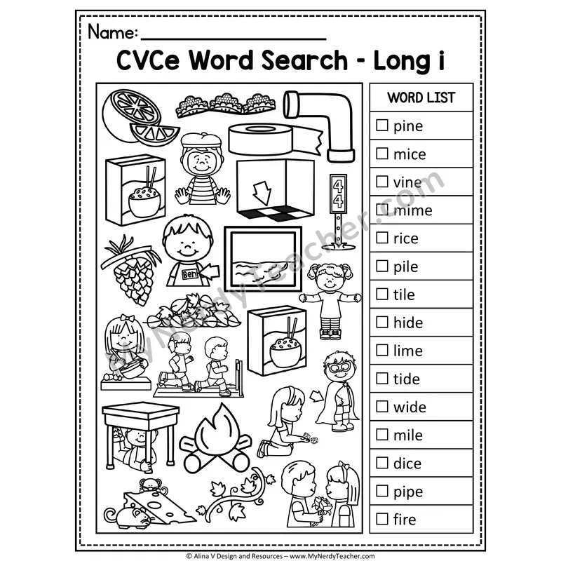 I Spy Phonics — CVCe Long Vowel Words Picture Search