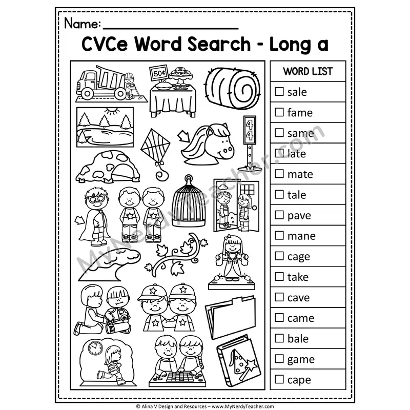 I Spy Phonics — CVCe Long Vowel Words Picture Search