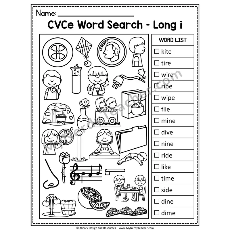 I Spy Phonics — CVCe Long Vowel Words Picture Search
