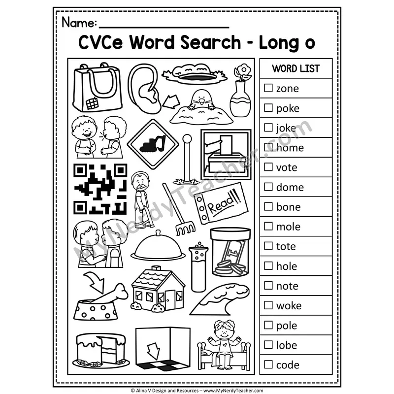 I Spy Phonics — CVCe Long Vowel Words Picture Search