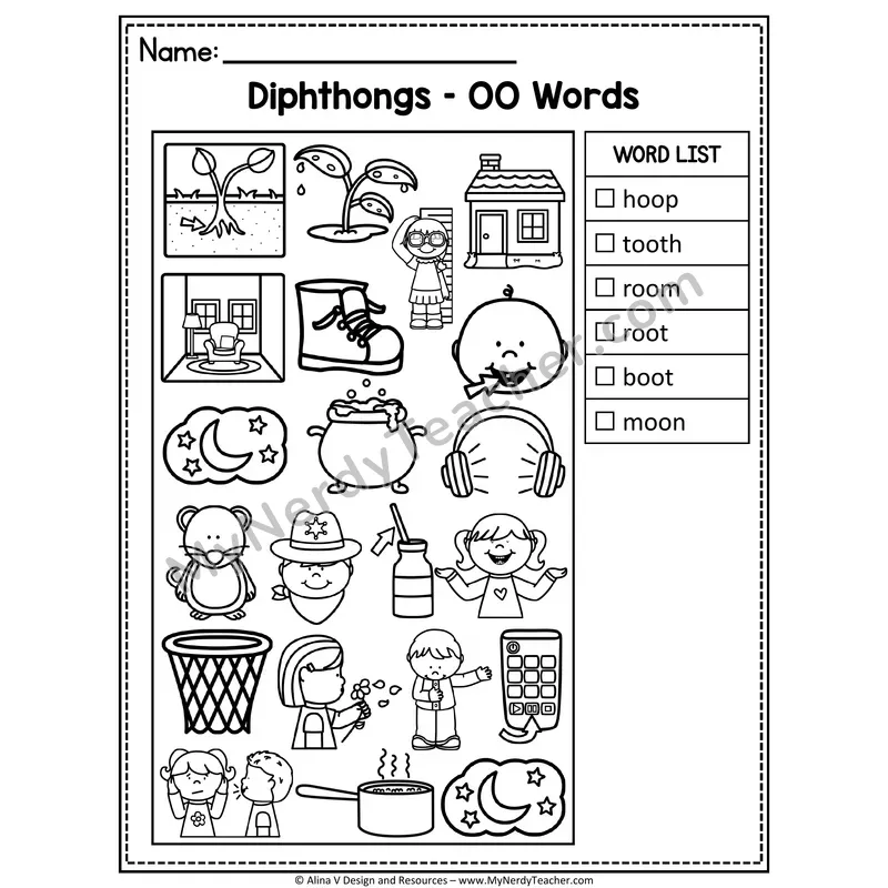 I Spy Phonics — Diphthongs Picture Search