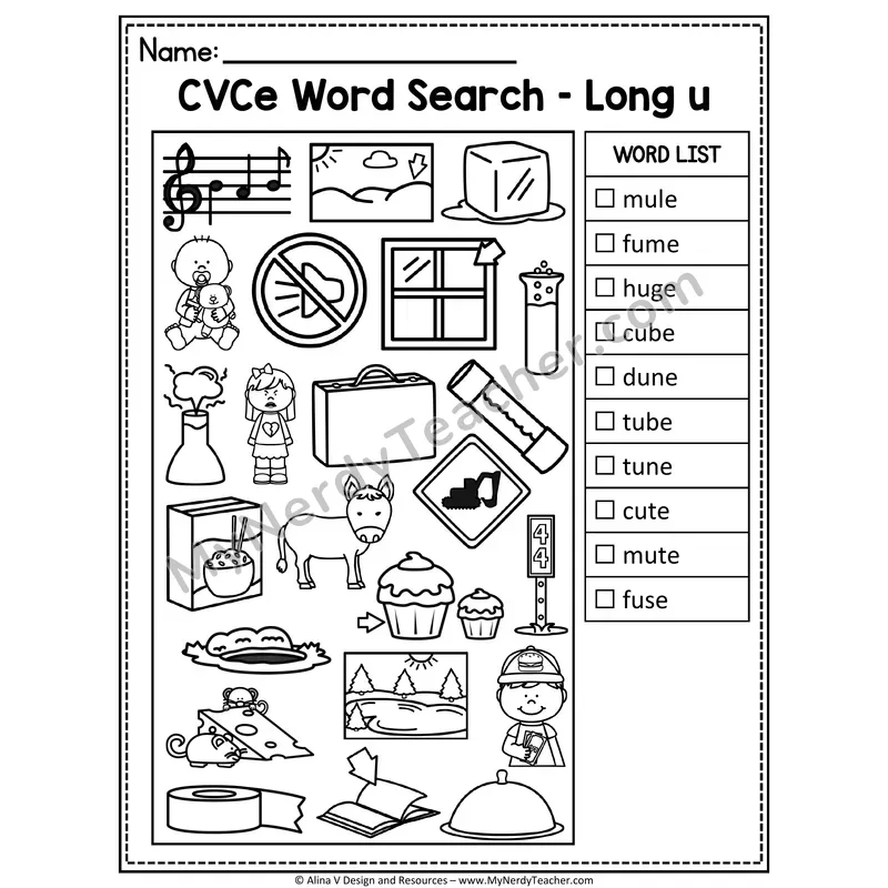 I Spy Phonics — CVCe Long Vowel Words Picture Search