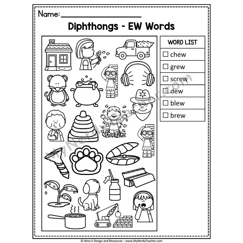I Spy Phonics — Diphthongs Picture Search