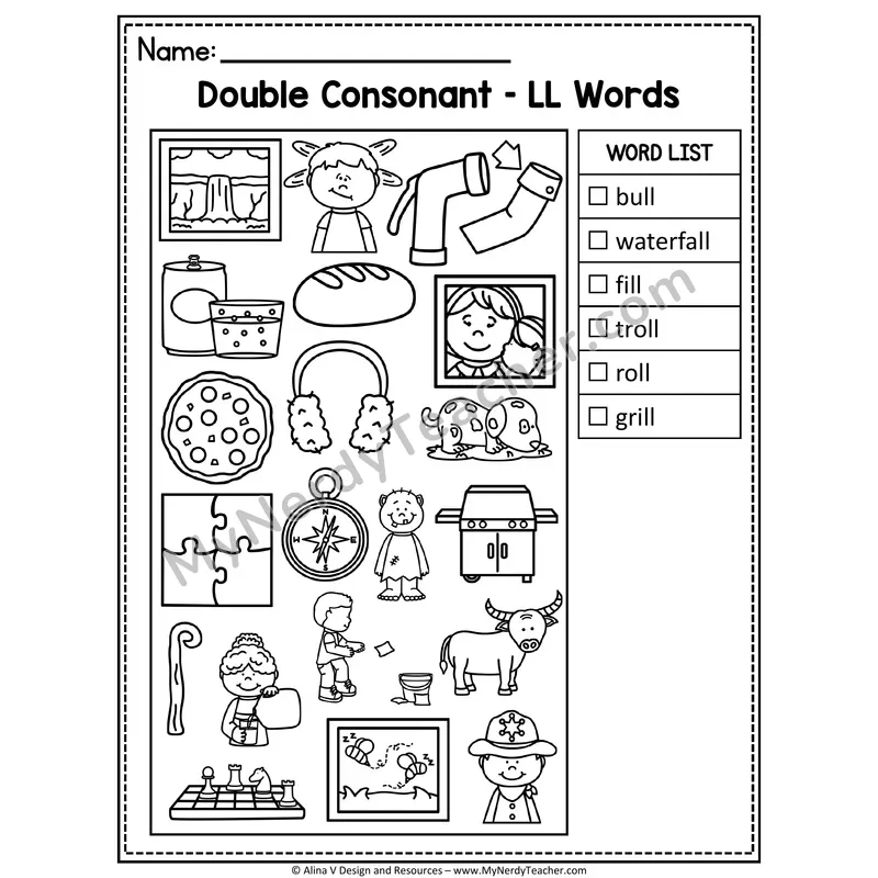 I Spy Phonics — Double Consonant FLSZ Words Picture Search