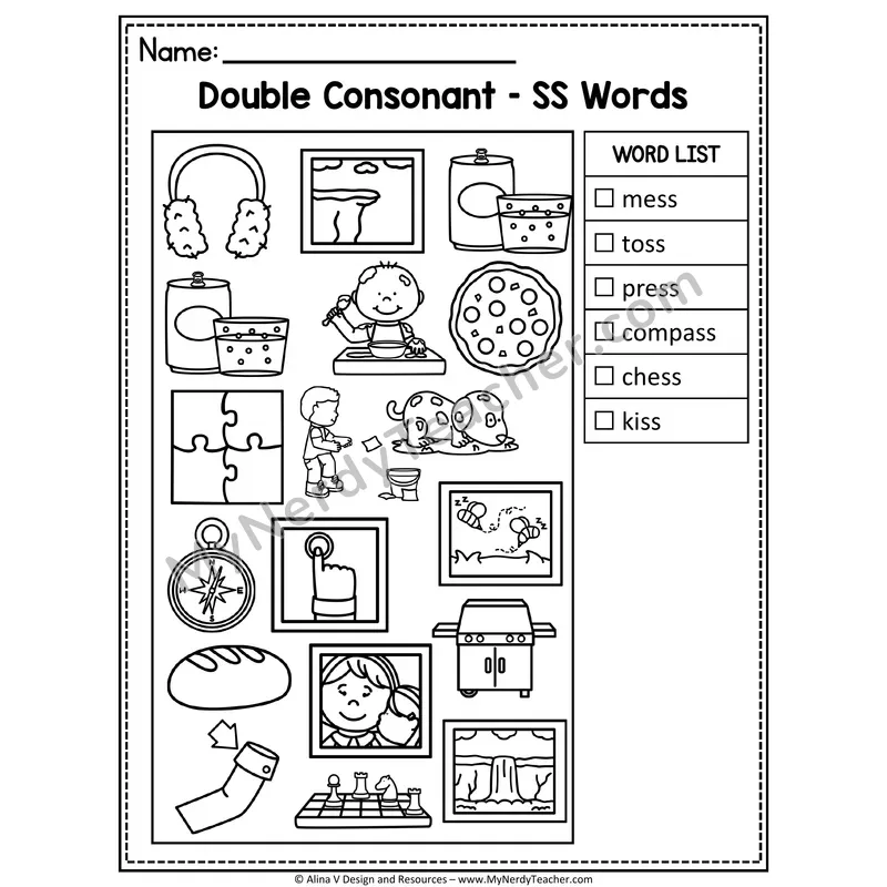 I Spy Phonics — Double Consonant FLSZ Words Picture Search