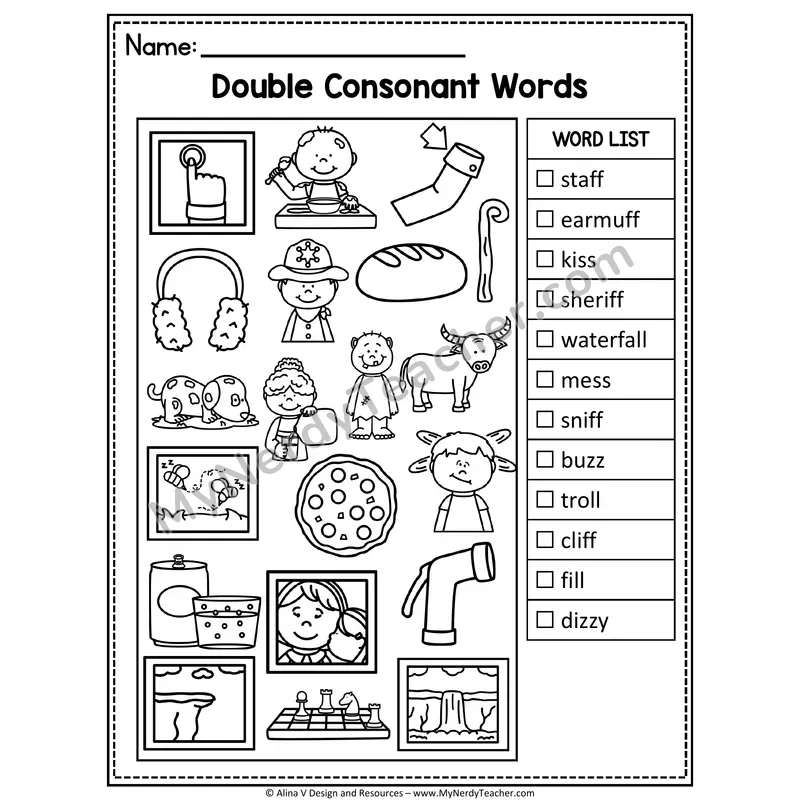 I Spy Phonics — Double Consonant FLSZ Words Picture Search