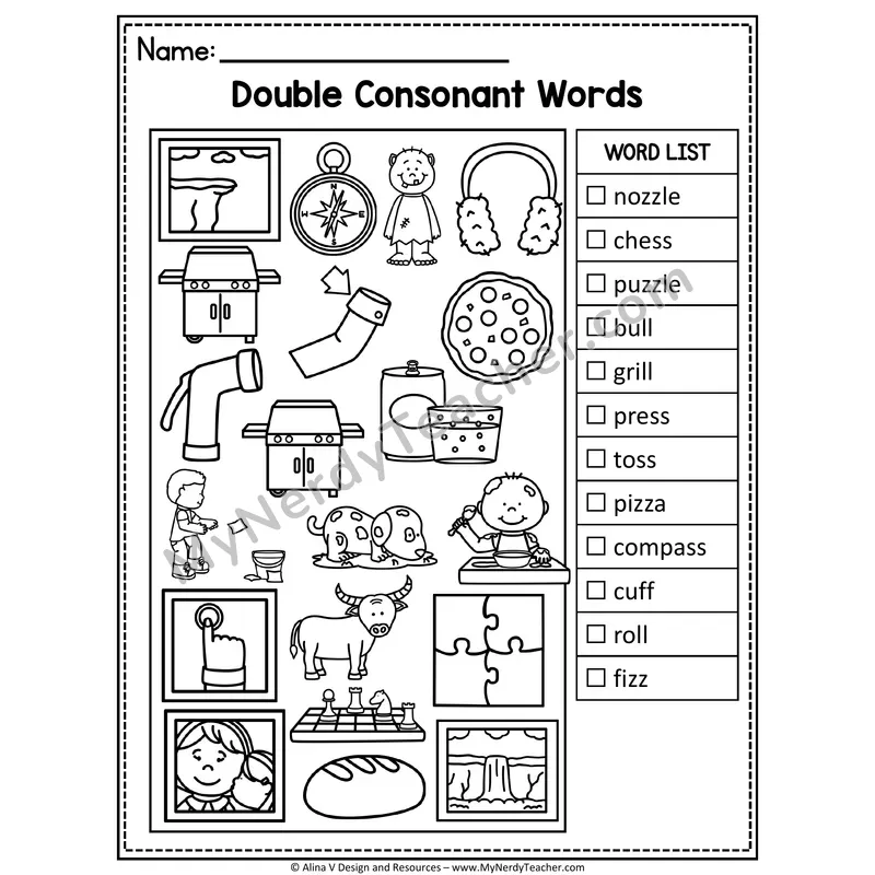 I Spy Phonics — Double Consonant FLSZ Words Picture Search
