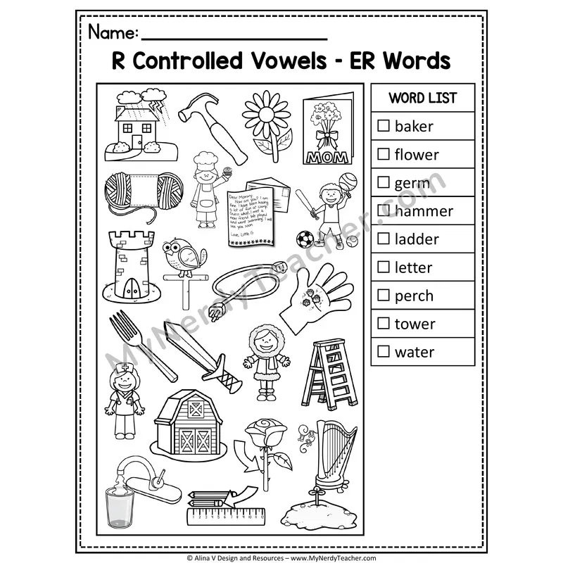 I Spy Phonics — R-Controlled Vowels Picture Search