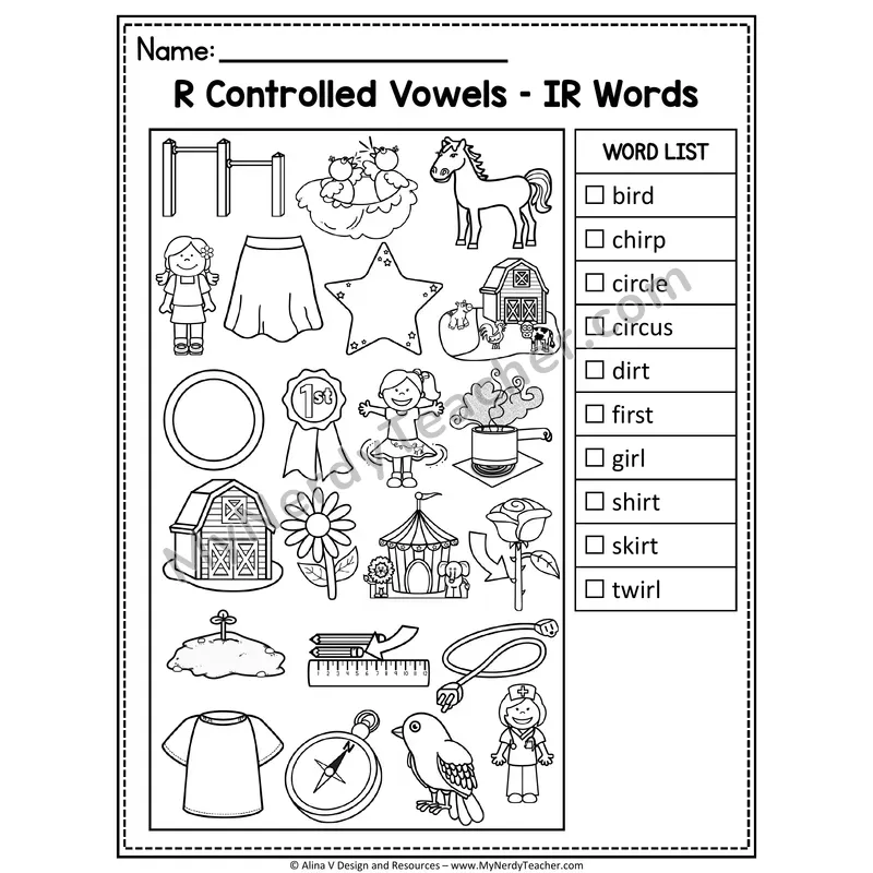I Spy Phonics — R-Controlled Vowels Picture Search