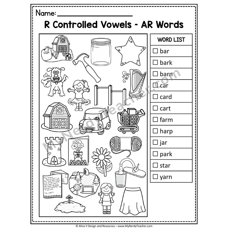 I Spy Phonics — R-Controlled Vowels Picture Search