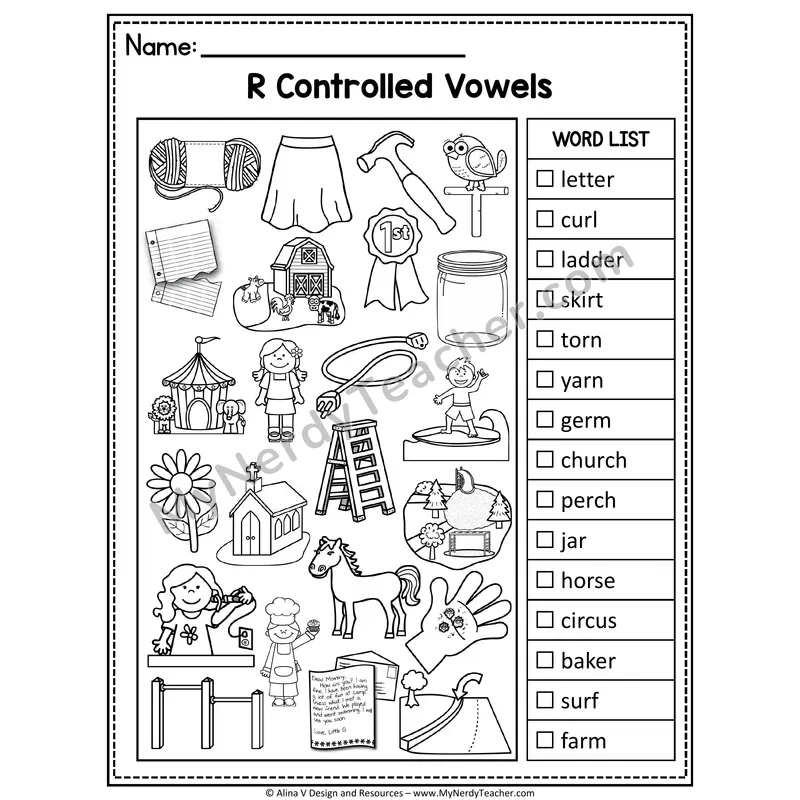 I Spy Phonics — R-Controlled Vowels Picture Search