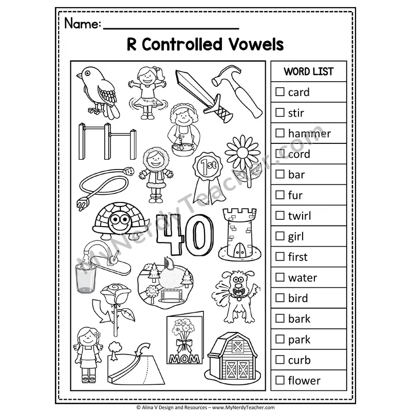 I Spy Phonics — R-Controlled Vowels Picture Search