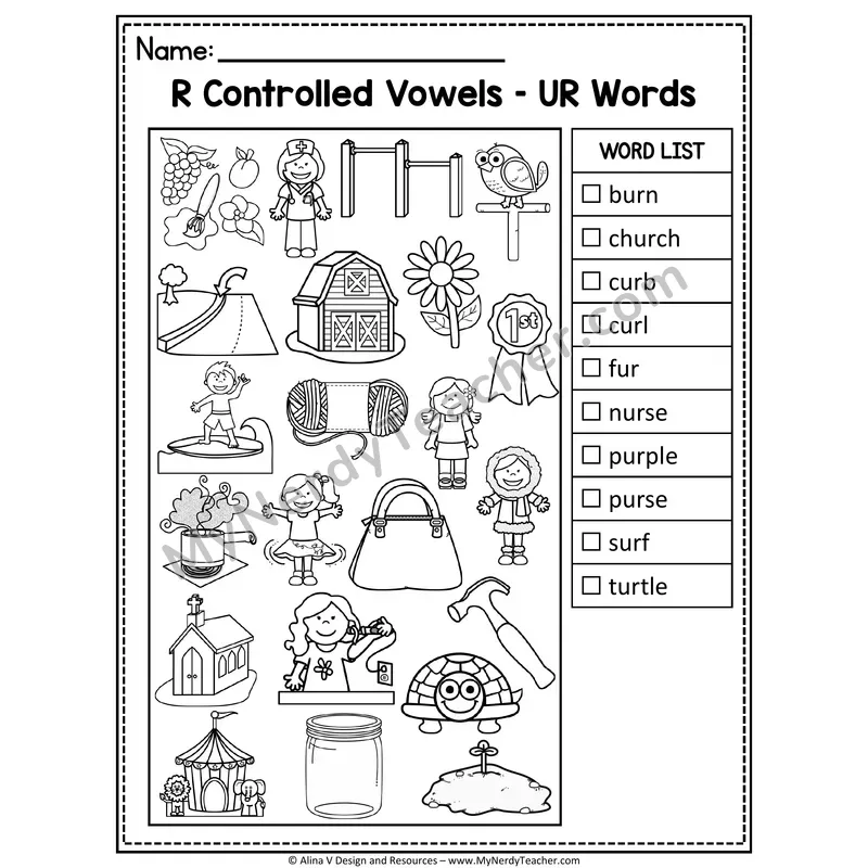 I Spy Phonics — R-Controlled Vowels Picture Search