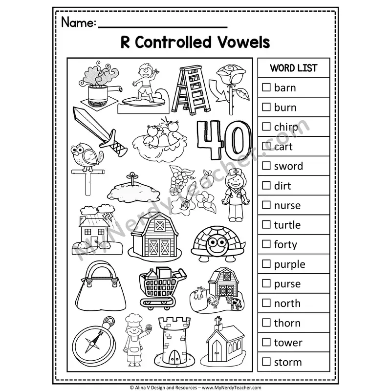 I Spy Phonics — R-Controlled Vowels Picture Search