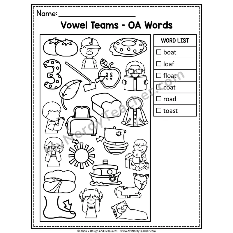 I Spy Phonics — Long Vowel Teams Picture Search