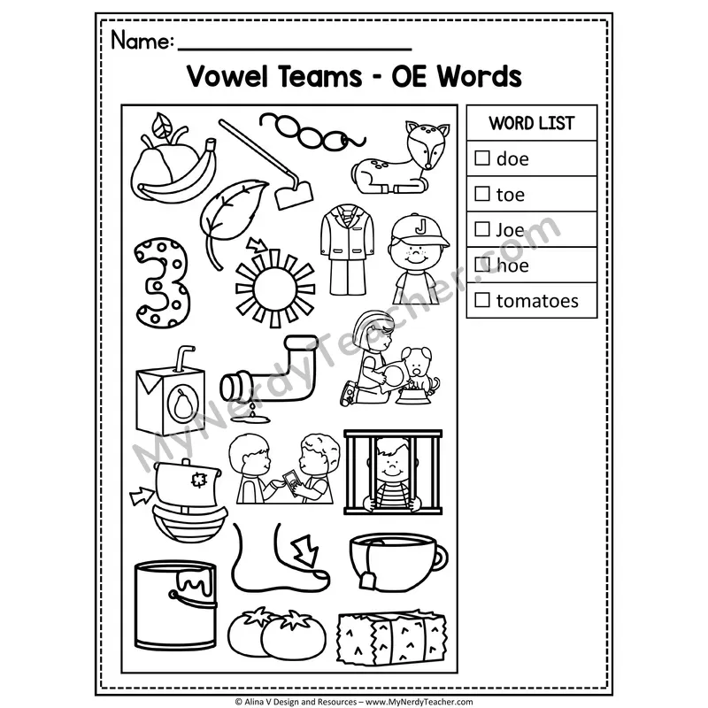 I Spy Phonics — Long Vowel Teams Picture Search