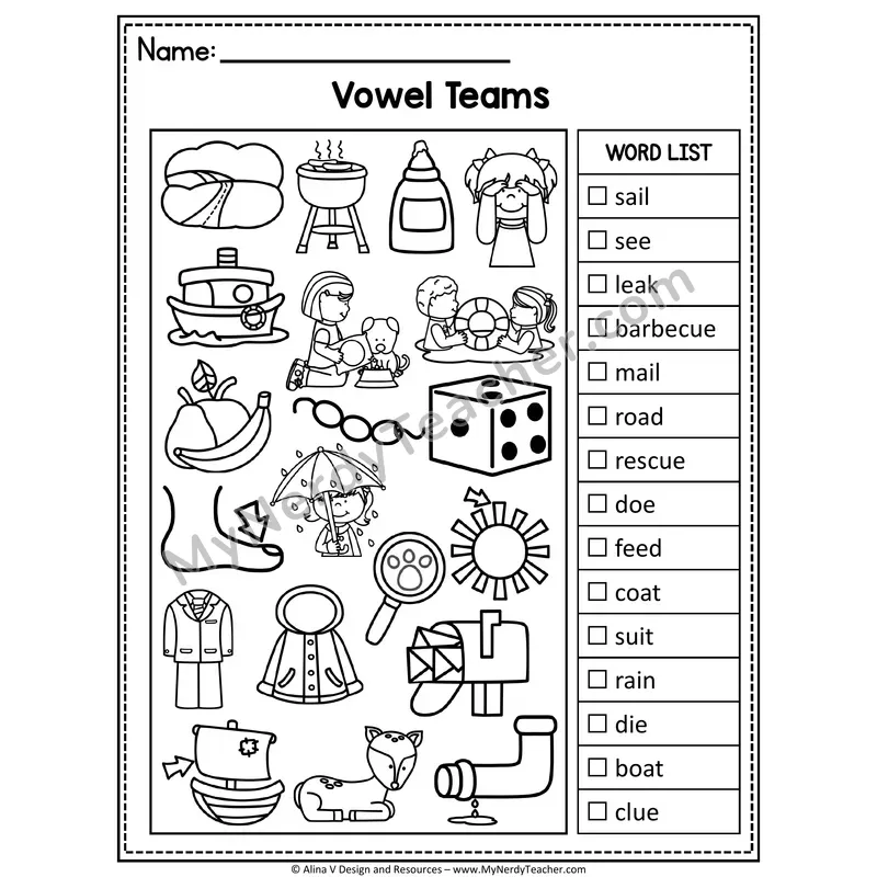 I Spy Phonics — Long Vowel Teams Picture Search
