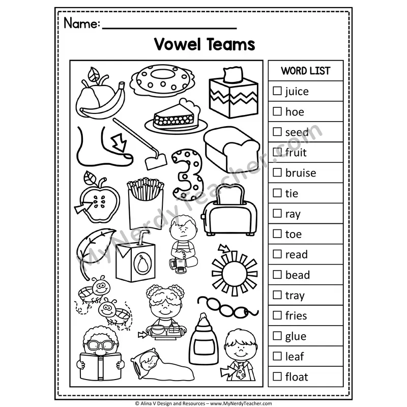 I Spy Phonics — Long Vowel Teams Picture Search