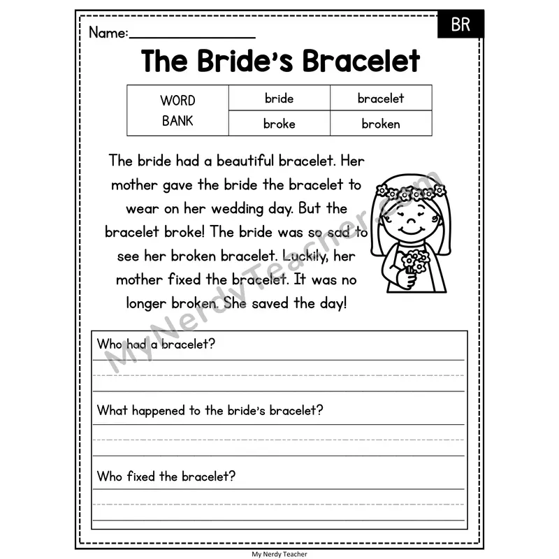 The Bride's Bracelet — BR Phonics Reading Passage with Short Answer
