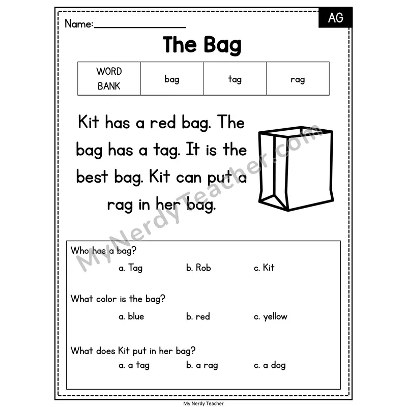 The Bag — AG Reading Passage with Multiple Choice