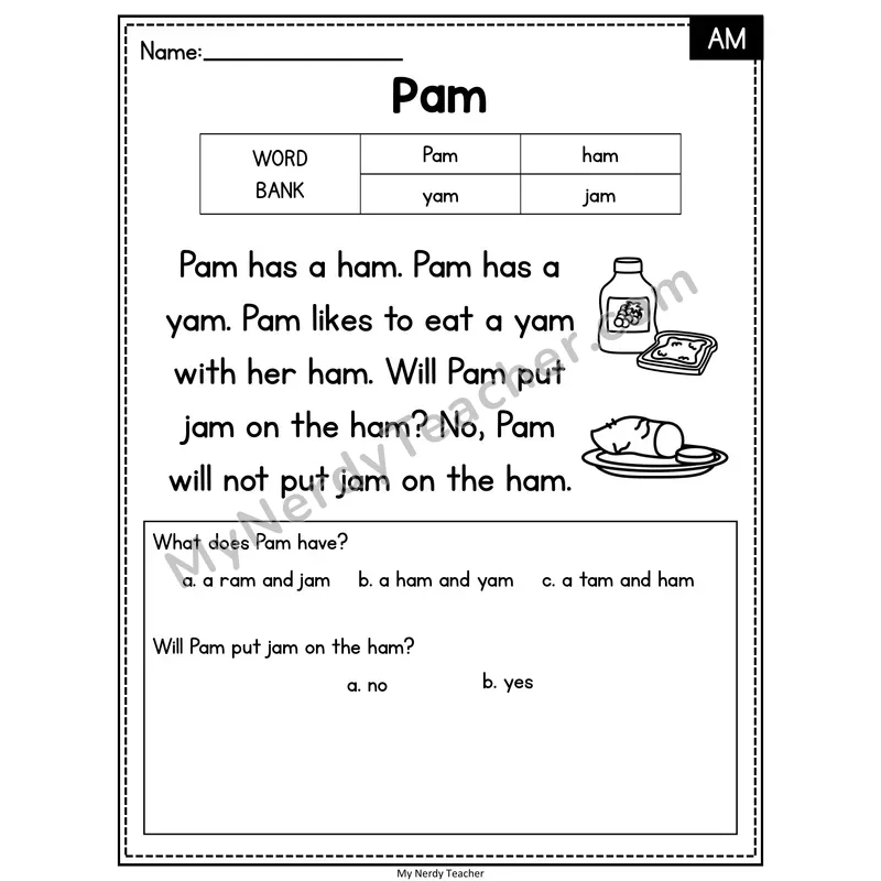 Pam — AM Reading Passage with Multiple Choice