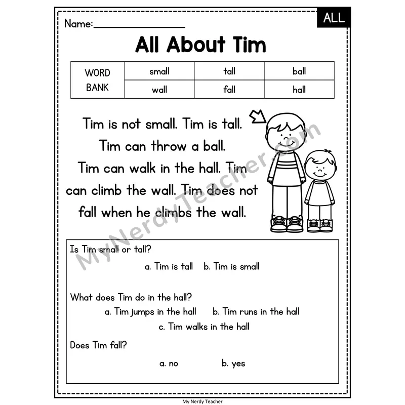All About Tim — ALL Reading Passage with Multiple Choice