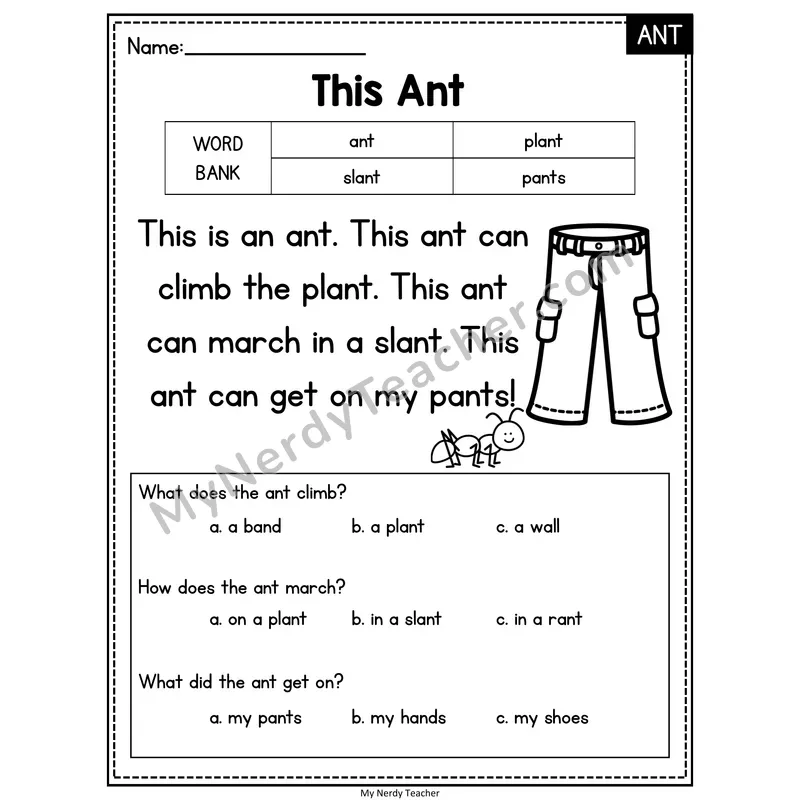 This Ant — ANT Reading Passage with Multiple Choice
