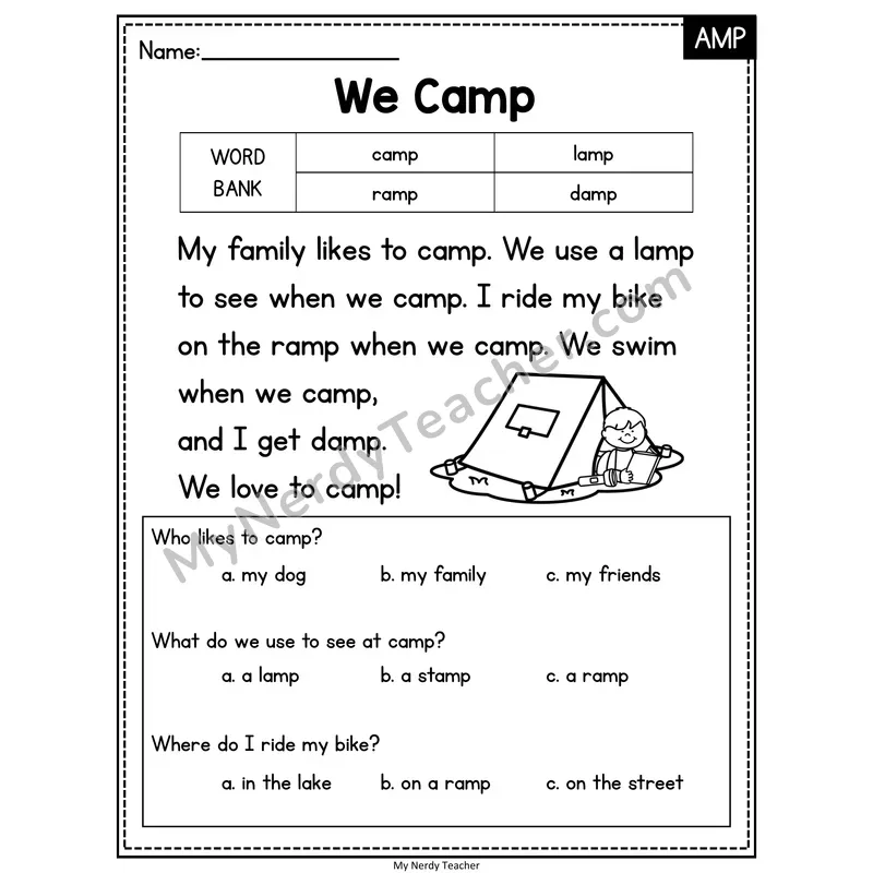 We Camp — AMP Reading Passage with Multiple Choice