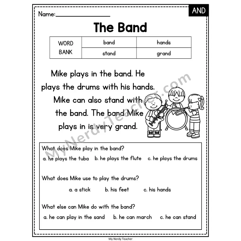 The Band — AND Reading Passage with Multiple Choice