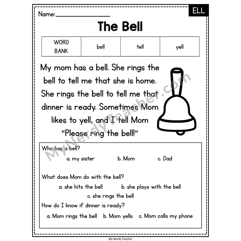 The Bell — ELL Reading Passage with Multiple Choice
