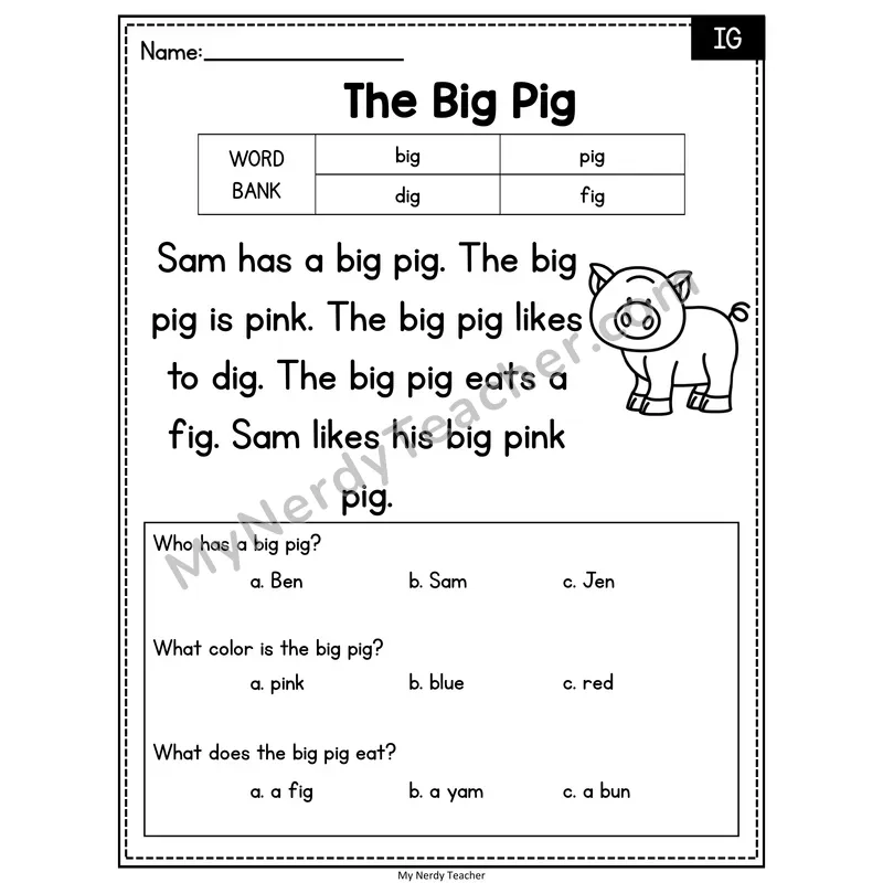 The Big Pig — IG Reading Passage with Multiple Choice