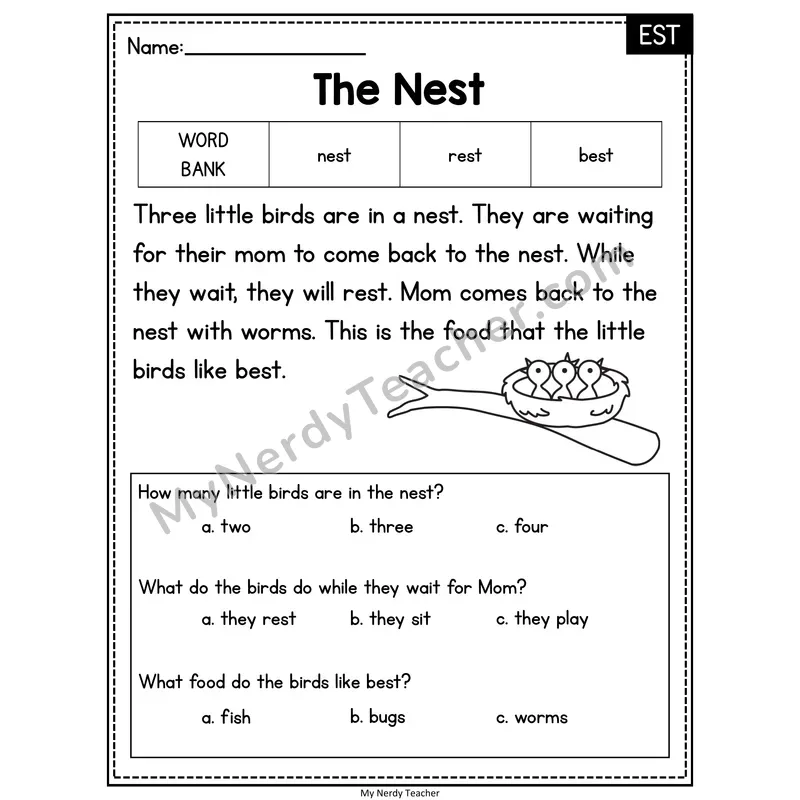 The Nest — EST Reading Passage with Multiple Choice
