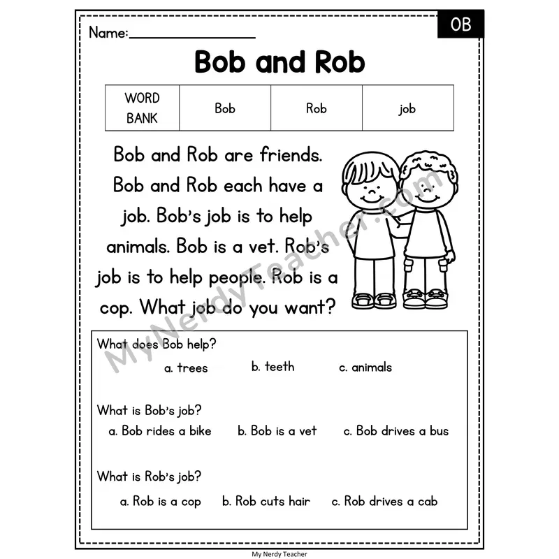 Bob and Rob — OB Reading Passage with Multiple Choice