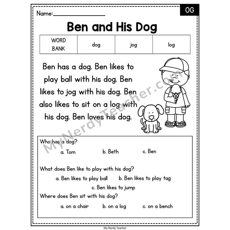 Ben and His Dog — OG Reading Passage with Multiple Choice