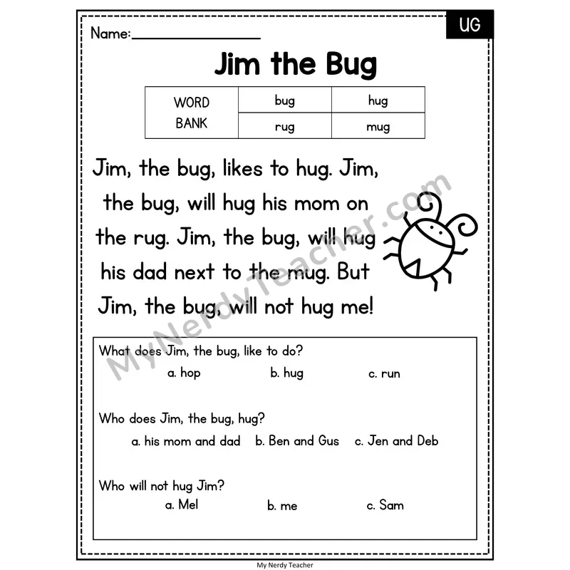 Jim the Bug — UG Reading Passage with Multiple Choice