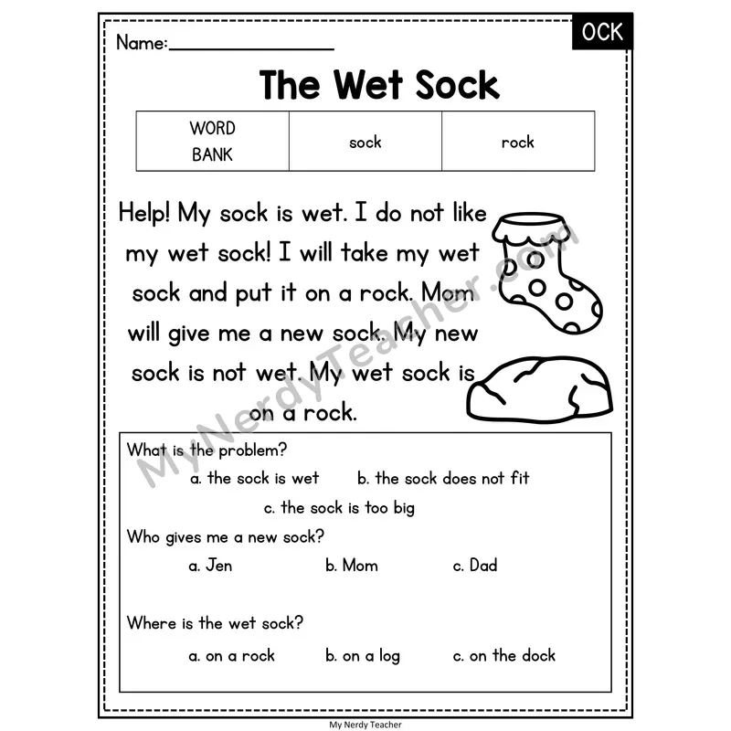 The Wet Sock — OCK Reading Passage with Multiple Choice