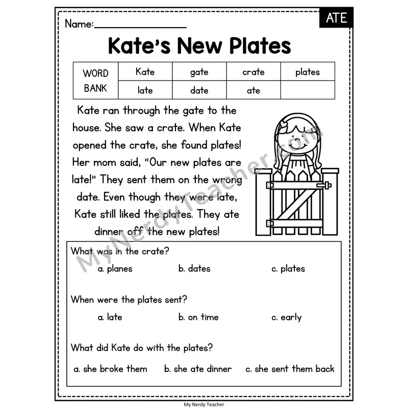 Kate's New Plates — ATE Reading Passage with Multiple Choice