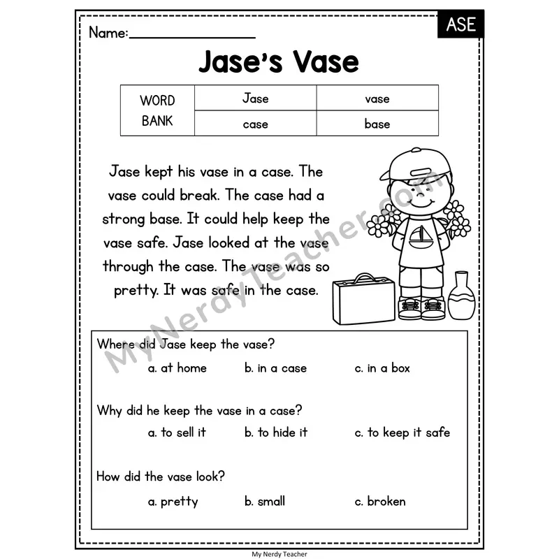 Jase's Vase — ASE Reading Passage with Multiple Choice