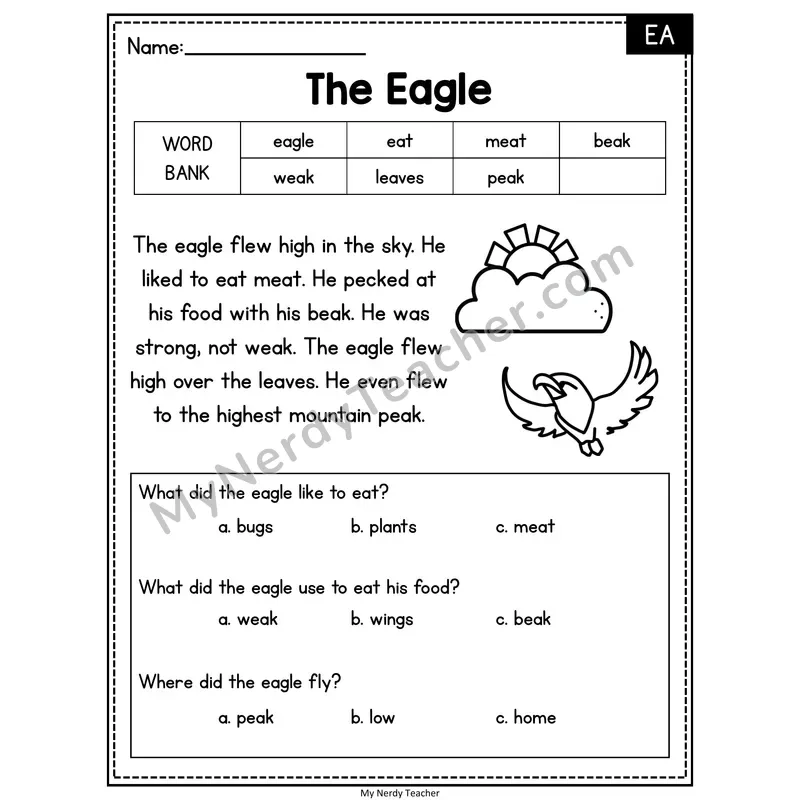 The Eagle — EA Reading Passage with Multiple Choice