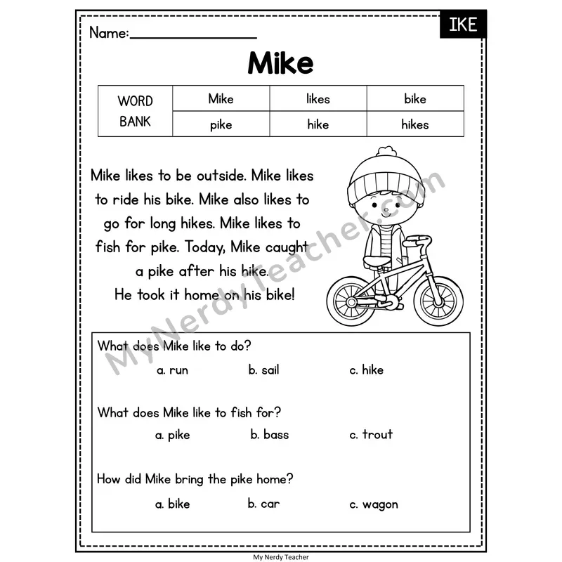 Mike — IKE Reading Passage with Multiple Choice