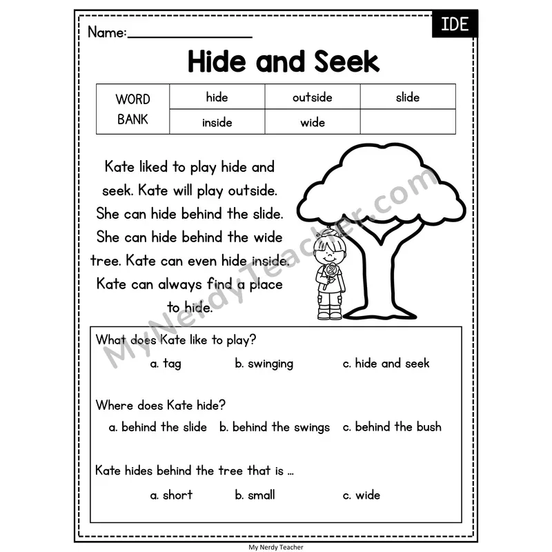 Hide and Seek — IDE Reading Passage with Multiple Choice
