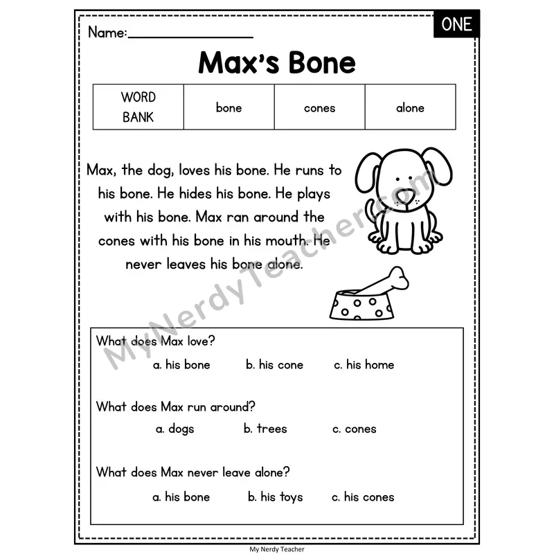 Max's Bone — ONE Reading Passage with Multiple Choice