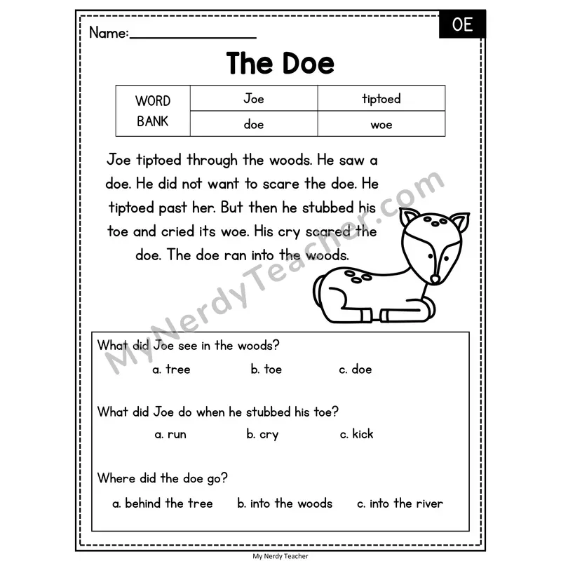 The Doe — OE Reading Passage with Multiple Choice