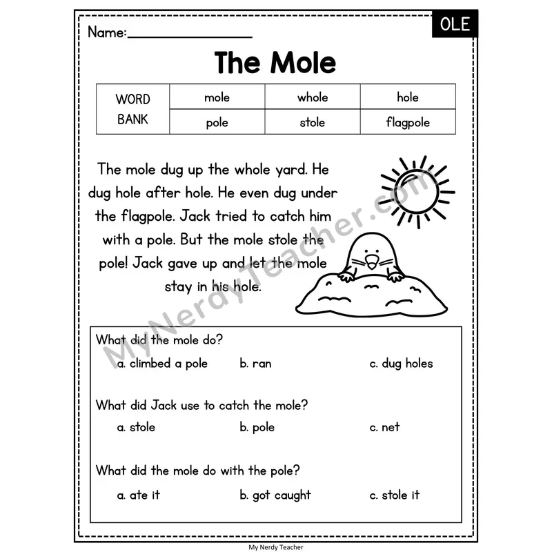 The Mole — OLE Reading Passage with Multiple Choice