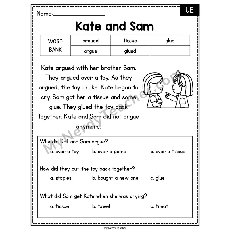 Kate and Sam — UE Reading Passage with Multiple Choice