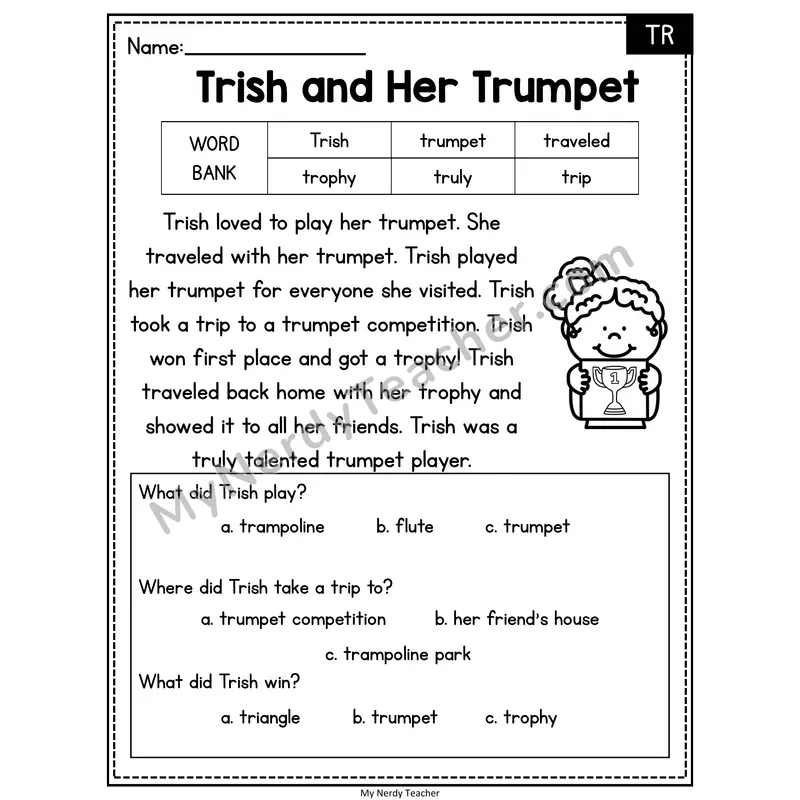 Trish and Her Trumpet — TR Reading Passage with Multiple Choice