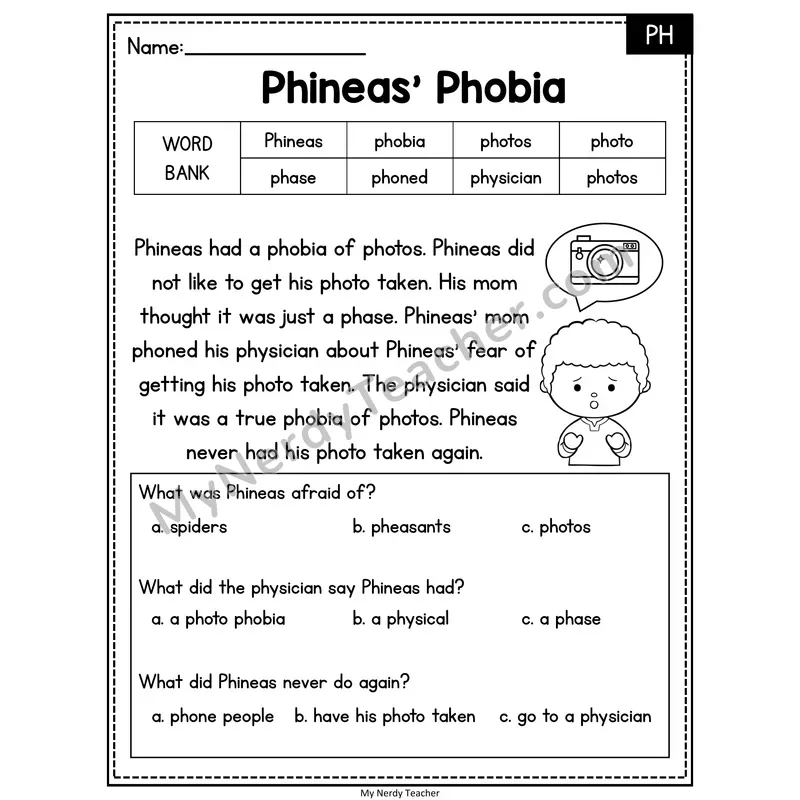 Phineas' Phobia — PH Reading Passage with Multiple Choice