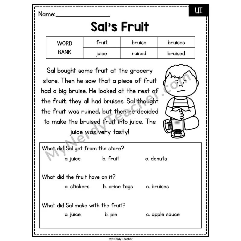 Sal's Fruit — UI Reading Passage with Multiple Choice