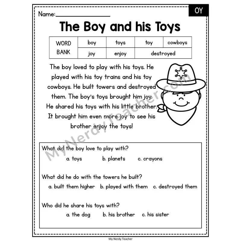 The Boy and His Toys — OY Reading Passage with Multiple Choice